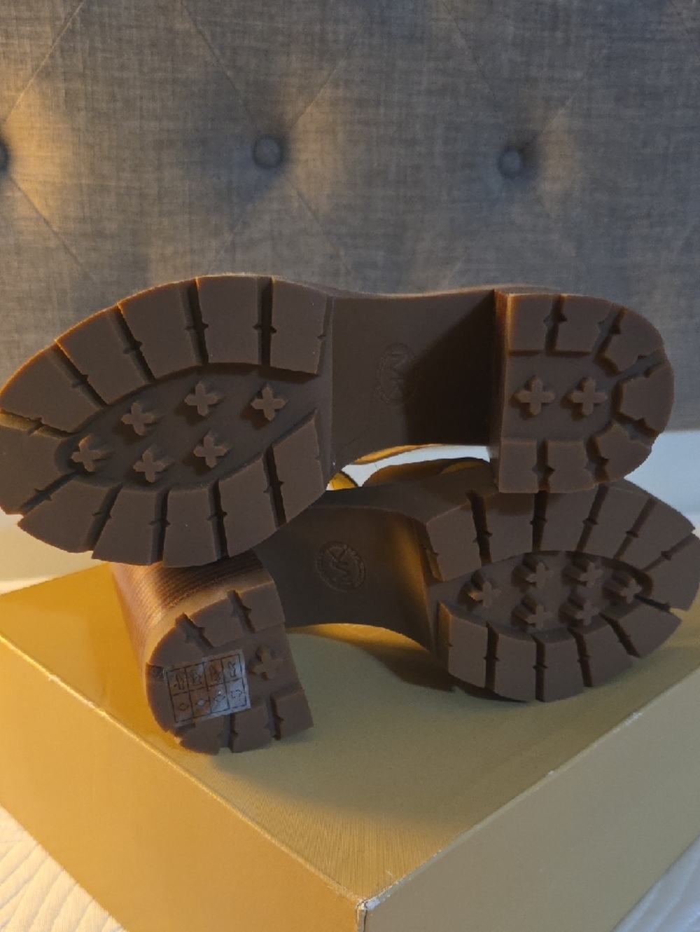 Michael Kors Brown Leather Platform Lug Sandals - Picture 7 of 7